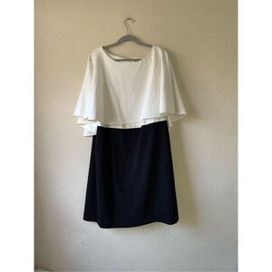 Calvin‎ Klein Womens White Color Block Bell Sleeve Short Sheath Dress 16 w